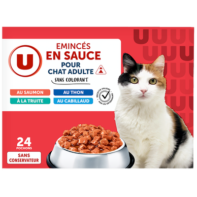 Sachets fraicheur pour chat adulte Emincés en sauce poissons 24x100g