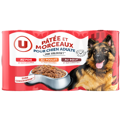 Boîtes pour Chien Pâtée et morceaux viandes & légumes boite 3x400g
