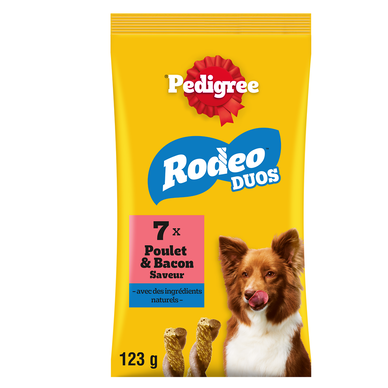 Friandises chien récompenses Rodeo au poulet et bacon PEDIGREE x7 - 123g