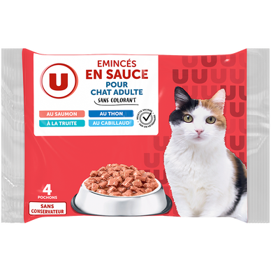 Sachets fraicheur pour chat Emincés en sauce poissons 4x100g