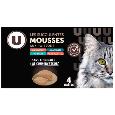 Sachet fraicheur pour chat Mousse poisson, 4x85g