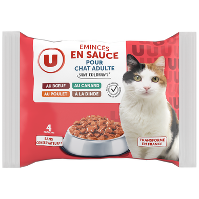 Sachets fraicheur pour chat Emincée en sauce viandes 4x100g