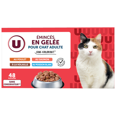 Emincés en gelée aux poissons & viandes pour chat U 48X100g