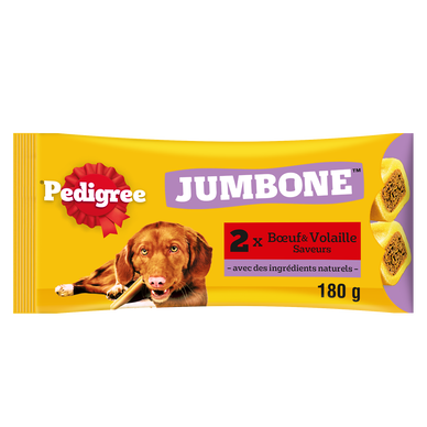 Friandises moyen chien Os à mâcher saveur boeuf et volaille PEDIGREE x2 - 180g
