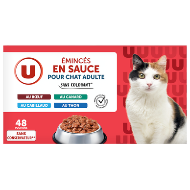 Sachets fraicheur pour chat Emincés en sauce viandes & poissons 48x100g