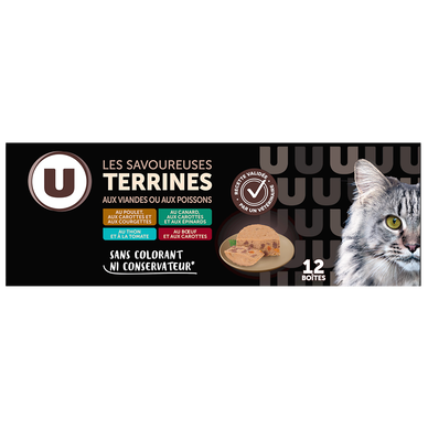 Sachet fraicheur pour chat Terrines viande poisson, 12x85g