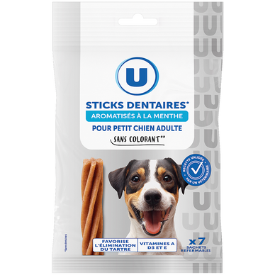 Friandises Sticks dentaires pour chien mini adulte aromatisé à la menthe 7 unités, 110g
