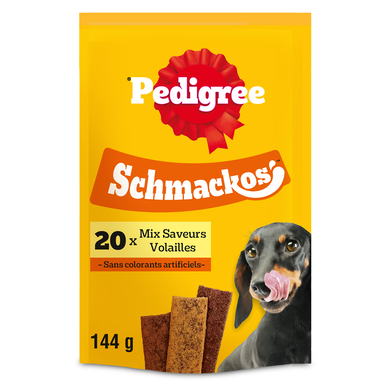 Friandises chien récompenses Schmackos à la volaille PEDIGREE x20 - 144g