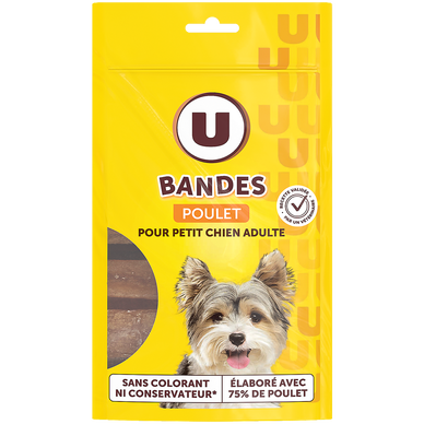 Friandises Bandes de poulet pour mini chien 80g