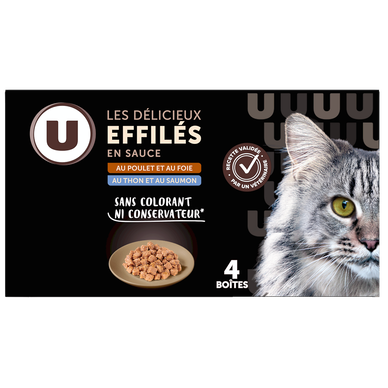 Sachets fraîcheur pour chat Les délicieux effilés en sauce viandes etpoissons - 4x85g
