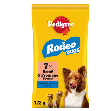 Friandises chien récompenses Rodeo boeuf et fromage PEDIGREE x7 - 123g