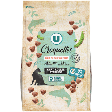 Croquettes sans céréales riche en saumon frais pour chat adulte stérilisé  1,5kg