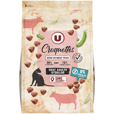Croquettes sans céréales riche en boeuf frais pour chat adulte stérilisé  3kg