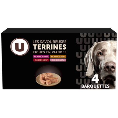 Aliment pour chien Les savoureuses terrines riche en viandes  4x150g