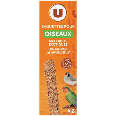 Baguette aux fruits exotiques pour oiseaux  2 paquets de 60g