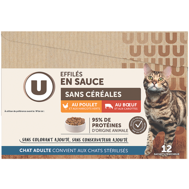 Effilés en sauce pour chat sans céréales à la viande U 12x85g 1,020KG