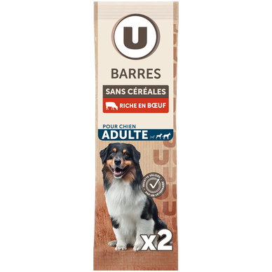 Friandises Barres haute nutrition riche en viandes pour chien 2x20g