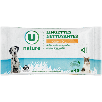 Lingettes nettoyantes ecocert chien et chat x40