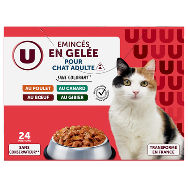 Sachets fraicheur pour chat Emincés en gelée viandes 24x100g