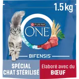 Croquettes pour chat adulte stérilisé 0 Boeuf, Blé PURINA ONE - 1,5kg