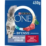 Croquettes pour chat adulte stérilisé Boeuf, Blé PURINA ONE - 450g
