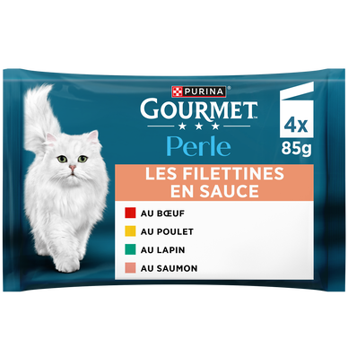 Sachets fraîcheur pour chat PERLE Les Filettines en Sauce GOURMET - 4x85g