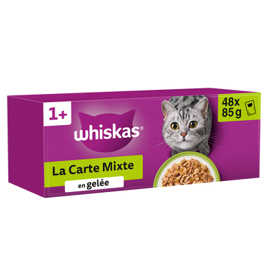 Sachets fraîcheur pour chat La Carte mixte en gelée WHISKAS - 48x85g