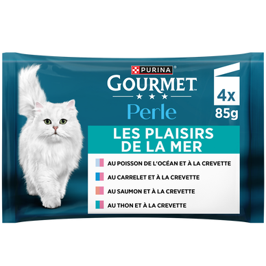 Sachets fraîcheur pour chat PERLE Plaisirs de la Mer GOURMET - 4x85g