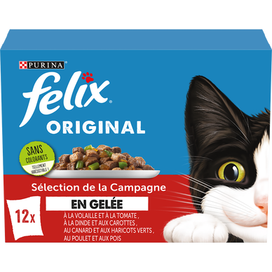 Sachets fraîcheur pour chat Emincés en Gelée Campagne FELIX - 12x85g
