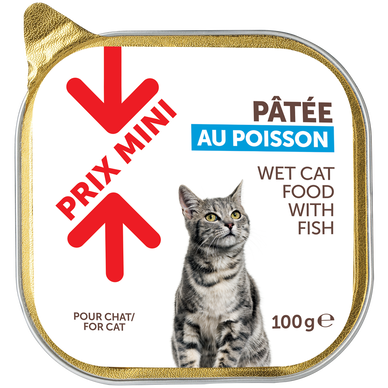 Barquette pour chat Pâtée au poisson PRIX MINI - barquette 100g