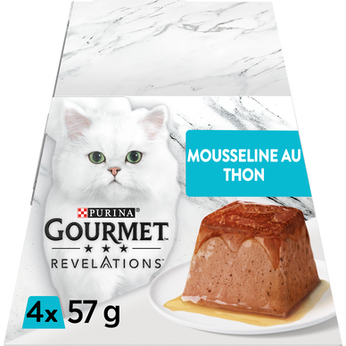 Sachets fraîcheur pour chat REVELATIONS Mousseline au Thon GOURMET - 4x57g