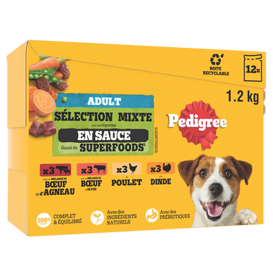 Sachets fraîcheur chien sélection mixte en sauce PEDIGREE - 12x100g