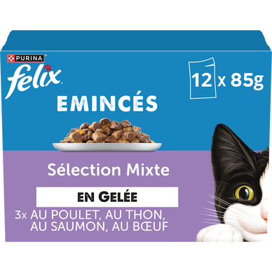 Sachets fraîcheur pour chat Emincés en Gelée Mixte FELIX - 12x85g