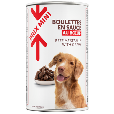 Boîte pour chien Boulettes en sauce boeuf PRIX MINI boite 1,250kg