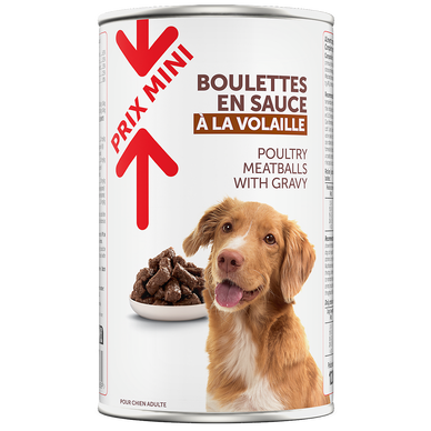 Boîte pour chien Boulettes en sauce volaille PRIX MINI boite 1,250kg