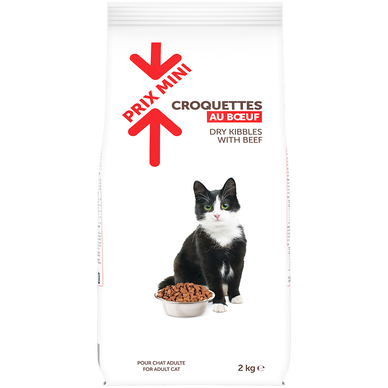 Croquettes au boeuf pour chat adulte PRIX MINI - 2kg