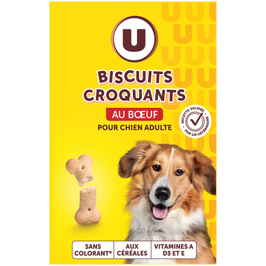 Friandises Biscuits croquants pour chien boeuf/céréales/calcium 500g