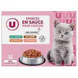 Sachets fraicheur pour chaton Emincé en sauce viandes et poissons 12x85g