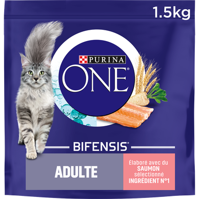 Croquettes pour chat adulte Saumon, Créales Complètes PURINA ONE - 1,5kg