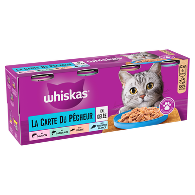 Boîtes chat La Carte du Pêcheur en gelée WHISKAS - 4x390g