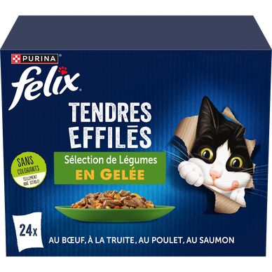 Sachets fraîcheur pour chat Tendres Effilés en Gelée Mixte FELIX - 24x85g