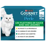 Sachets fraîcheur pour chat PERLE Les Filettines Légumes GOURMET - 12x85g