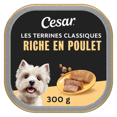 Barquette chien Les terrines classiques au poulet et au foie CESAR - 300g