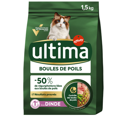 Croquettes pour chat contrôle des boules de poils ULTIMA, 1,5kg