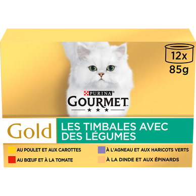 Sachets fraîcheur pour chat GOLD Timbales Multi-variétés GOURMET - 12x85g