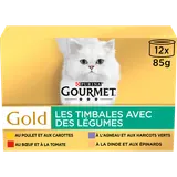 Sachets fraîcheur pour chat GOLD Timbales Multi-variétés GOURMET - 12x85g