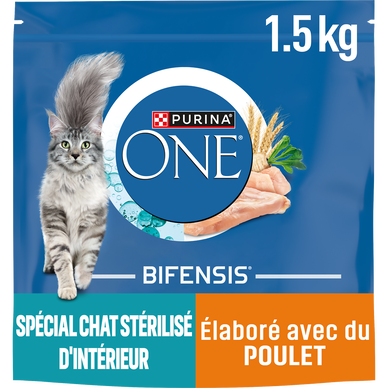 Croquettes pour chat stérilisé Poulet Céréales Complètes PURINA ONE- 1,5kg