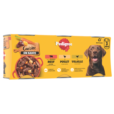 Boîtes chien Les cuisinés 3 variétés en sauce PEDIGREE - 3x800g
