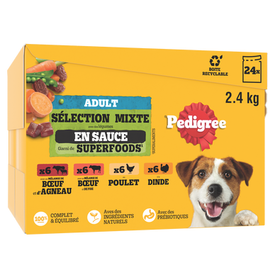 Sachets fraîcheur chien sélection mixte en sauce PEDIGREE - 24x100g