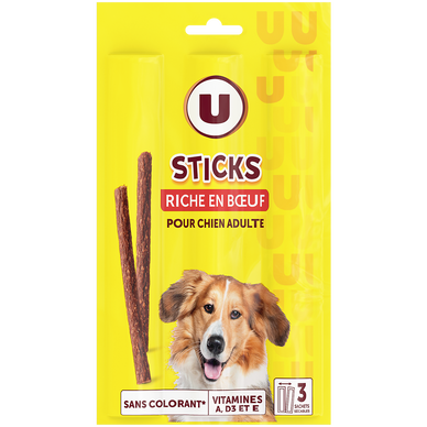 Friandises Sticks pour chien riches en boeuf x3 33g